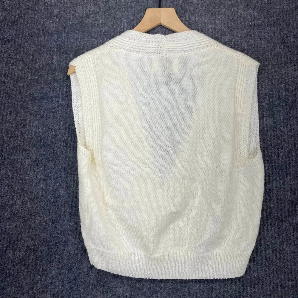 Like Ghosts Vintage Ivory Knit Sweater Vest Surplice Wrap V-Neck Button Front